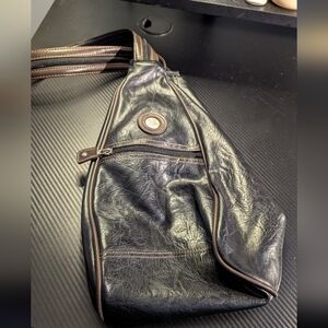 Mouflon Black Leather Sling Bag